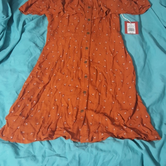 NWT Orange Off Shoulder Cuff Dress w/ Straps - Picture 6 of 6